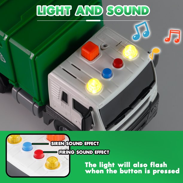 NETNEW Garbage Truck Toy for Boys 3-6 Years Friction-Powered Trash Truck with Lights & Sounds