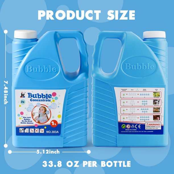 NETNEW Bubble Concentrated Solution, 1 L/ 33.8 OZ Bubble Refill Solution Up to 2.5 Gallon for Kids Halloween Party Bubble Machine, Giant Bubble Wand, Bubble Gun Blower