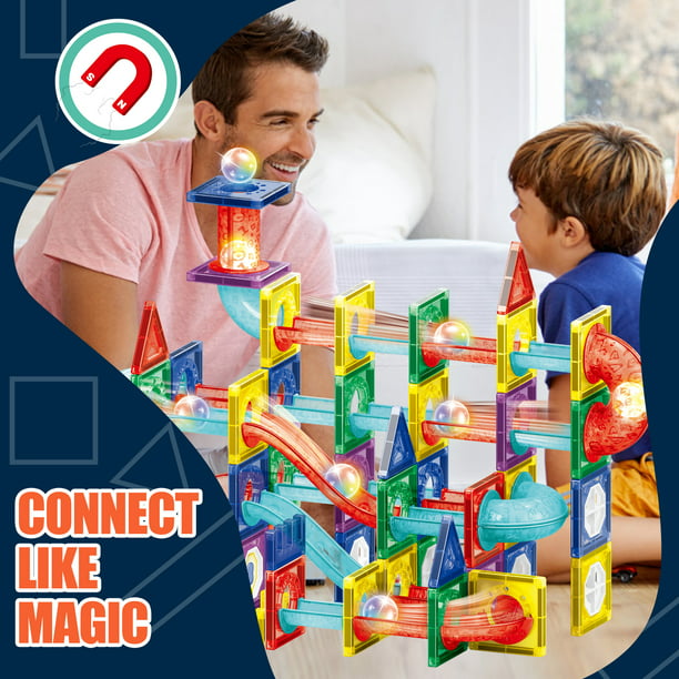 NETNEW Light Magnetic Tiles Building Blocks Toys for Kids 3-6 Years 105 PCS 3D Clear Educational STEM Building Toys