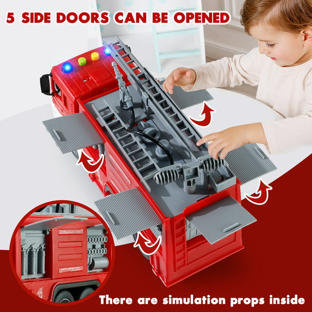 NETNEW Fire Truck Toy for Boys 3-6 Years Friction-Powered Fire Truck with Lights & Sounds