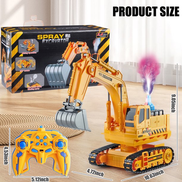 NETNEW Remote Control Excavator Toys for Boys 3-6-12 Years Old RC Excavators with Lights Sounds 11 Channel Control RC Truck Construction Tractor Vehicle Toys