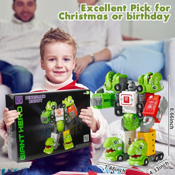 5 in 1 STEM Toys for 5 Year Old Boys Take Apart Dinosaur Trucks Transform to Robot Toys for Ages 5-7 6-8 Building Toys for Boys 4-6 5 Year Old Boy Birthday Gift Ideas