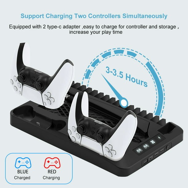 NETNEW PS5 Cooling Station with RGB Light, PS5 Stand with Cooling Fan for PS5 Disc&Digital Editions Dual Controllers Charger Station, PS5 Accessories for PS5 Console Headset Holder