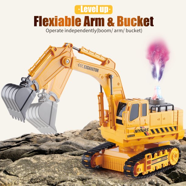 NETNEW Remote Control Excavator Toys for Boys 3-6-12 Years Old RC Excavators with Lights Sounds 11 Channel Control RC Truck Construction Tractor Vehicle Toys