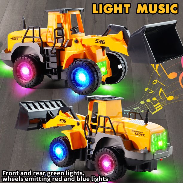 NETNEW Bulldozer Vehicle Toys for Boys 3-6 Years with Lights and Sounds - Battery Operated Automatic Bump & Go Car Construction Tough Machines