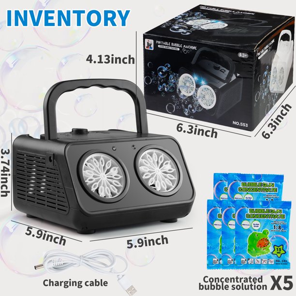 Bubble Machine Automatic Bubble Blower for Kids & Toddlers, Bubble Maker Plug-in or Batteries Bubble Toys for Outdoor Birthday Party