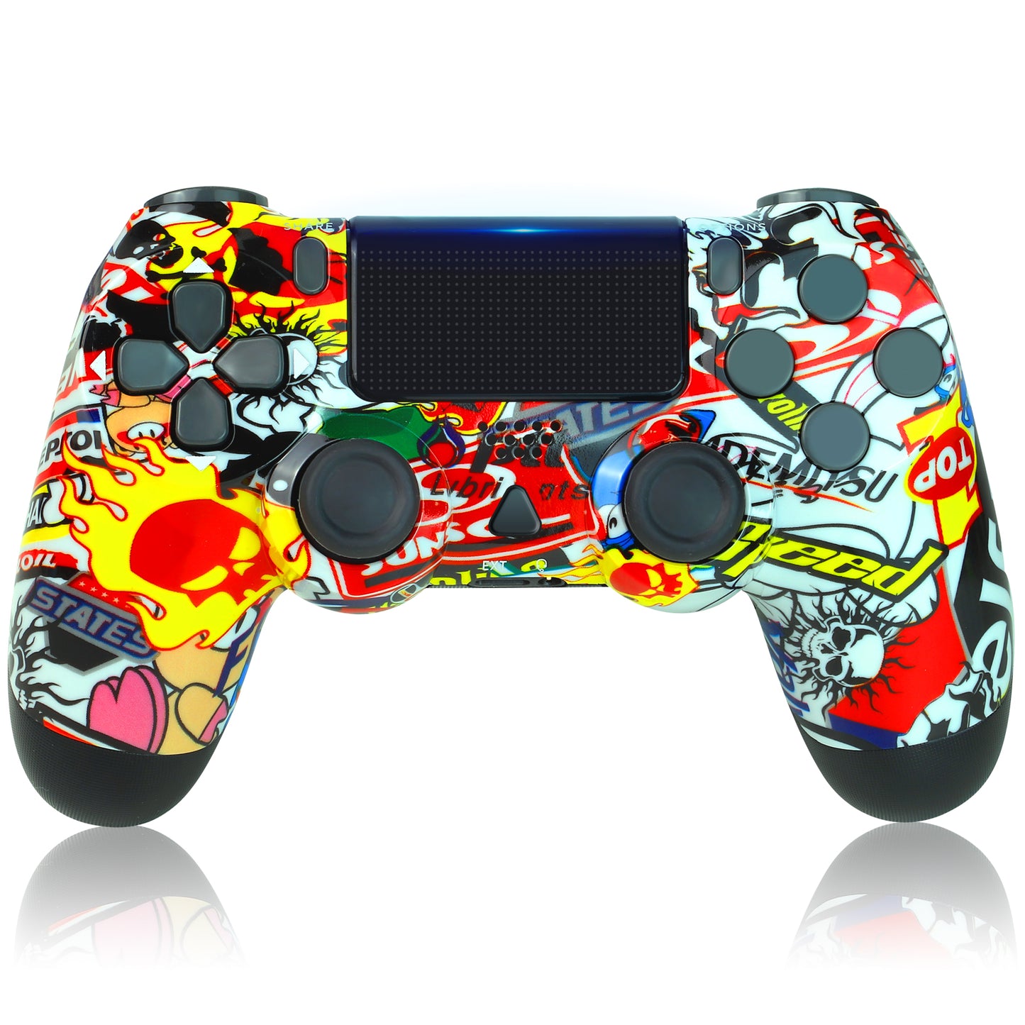 NETNEW Wireless Game Controller Compatible with PS4/Slim/Pro with Upgraded Joystick - Street Fire