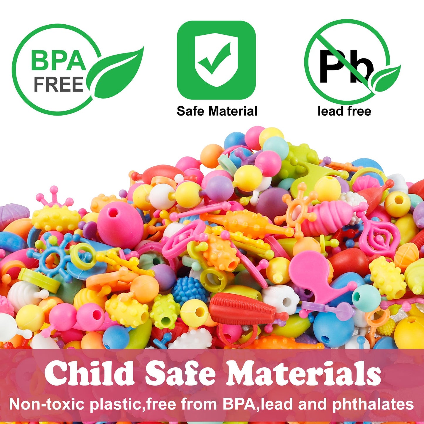 Snap Pop Beads Girls Toy DIY Jewelry Kit Fashion Fun for Necklace Ring Bracelet Art Crafts Toys for Kids Girls (520PCS)