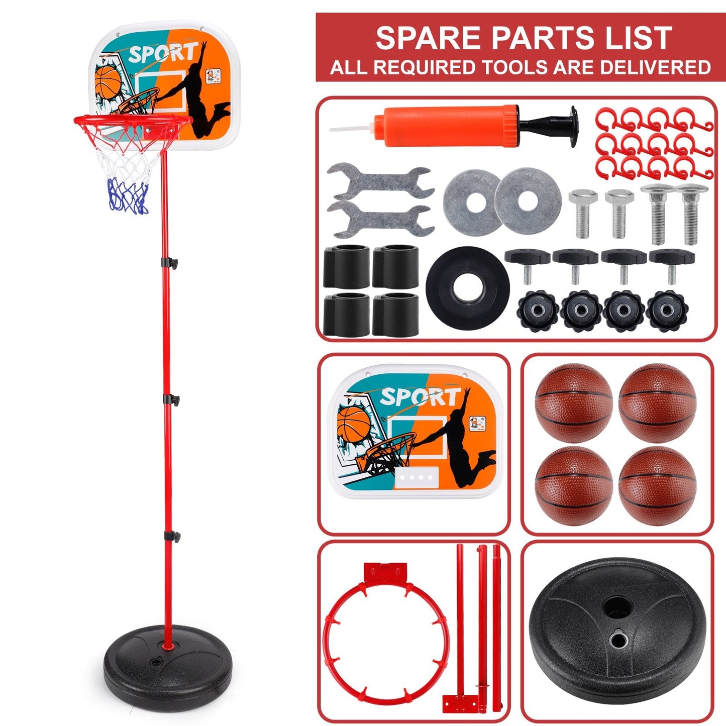 Kids Basketball Hoop Adjustable Height 2.5 ft-6.1 ft Toddler Toys Basketball Hoops Indoor Outdoor Play Mini Portable Basketball Goals Outside Toys Backyard Games for Boys Girls Age 3 4 5 6 7 8 Gifts