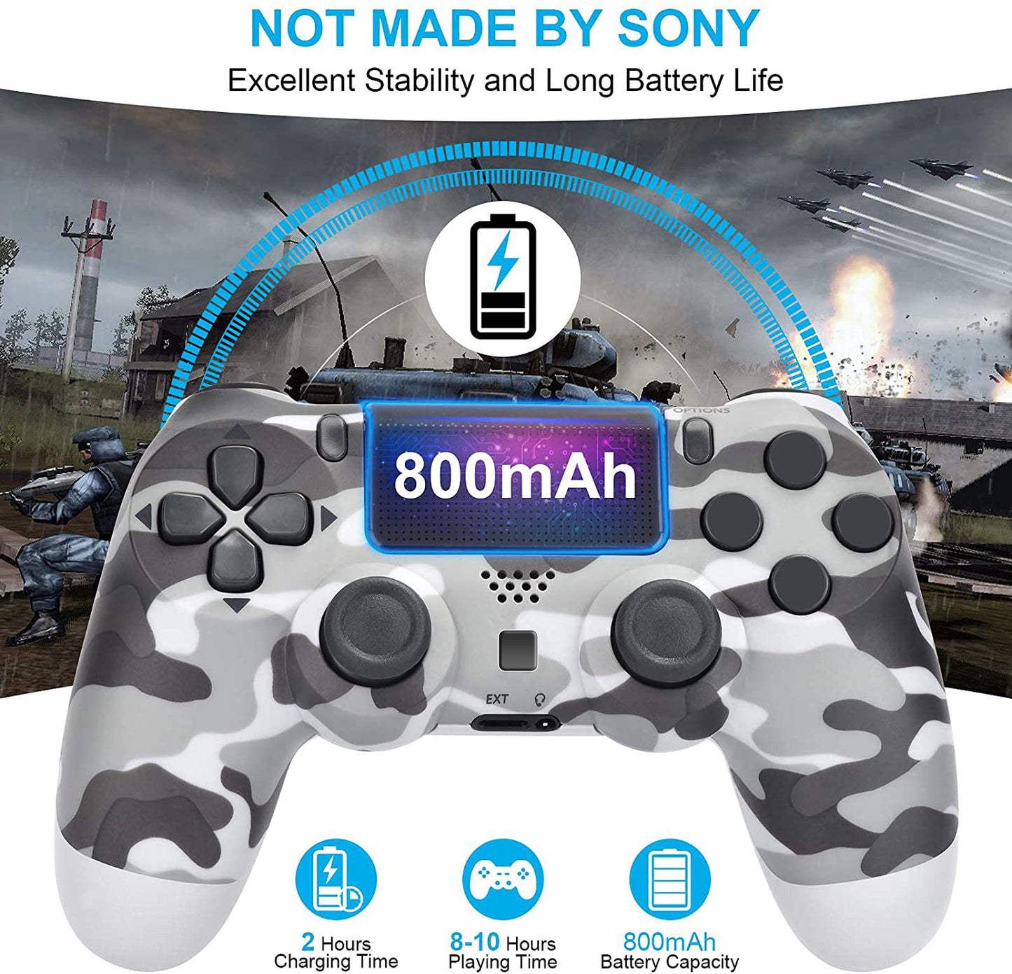 NETNEW Wireless Game Controller Compatible with PS4/Slim/Pro with Upgraded Joystick - Camo Grey