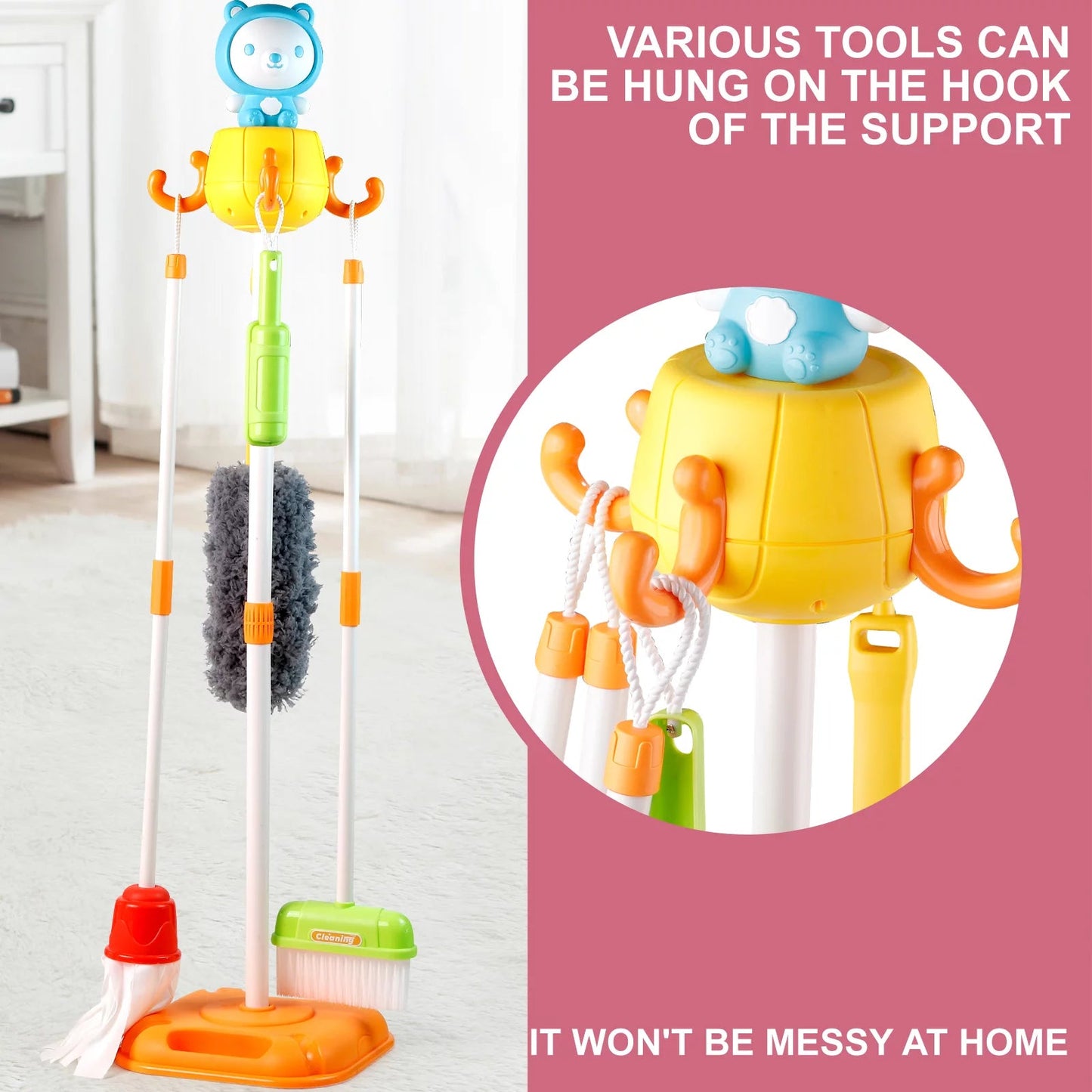 Kids Cleaning Set Toys 22 Piece for Toddlers Pretend Play Broom Set Household Cleaning Tools Girl & Boys Toy Kitchen