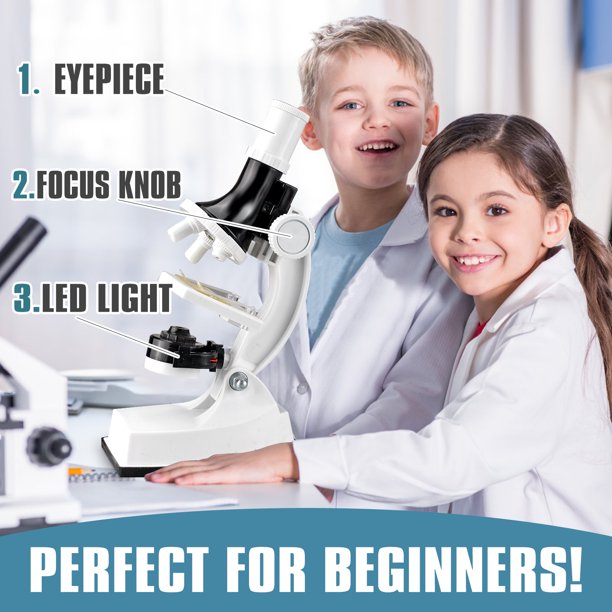 100X-1200X Microscopes for Kids Students Adults, with Microscope Slides Set, Phone Adapter, Powerful Biological Microscopes for School Laboratory Home Education