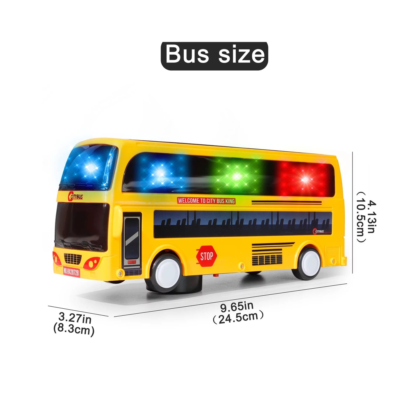 Model City Bus Toys for Kids Yellow Toy Vehicle Toddlers with Flashing LED Lights and Music Boys and Girls
