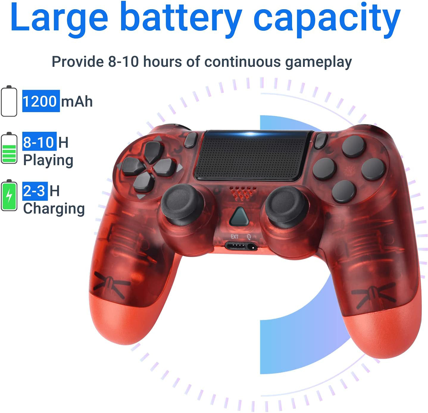 NETNEW Wireless Game Controller Compatible with PS4/Slim/Pro with Upgraded Joystick - Crystal Red