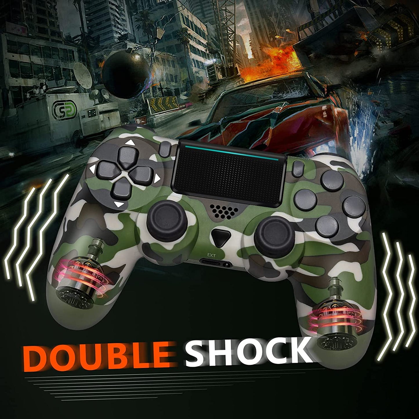 NETNEW Wireless Game Controller Compatible with PS4/Slim/Pro with Upgraded Joystick - Camo Green