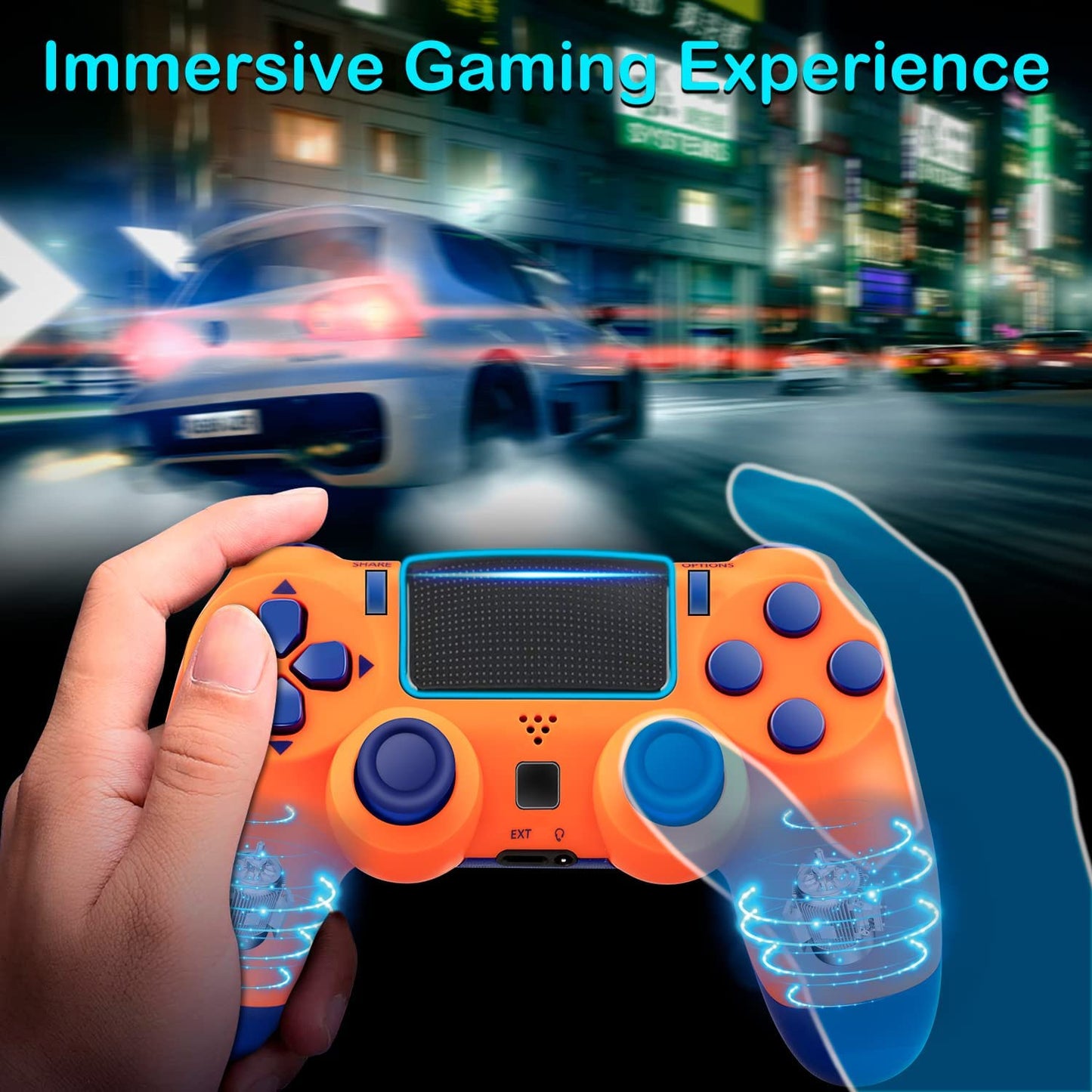 NETNEW Wireless Game Controller Compatible with PS4/Slim/Pro with Upgraded Joystick - Orange