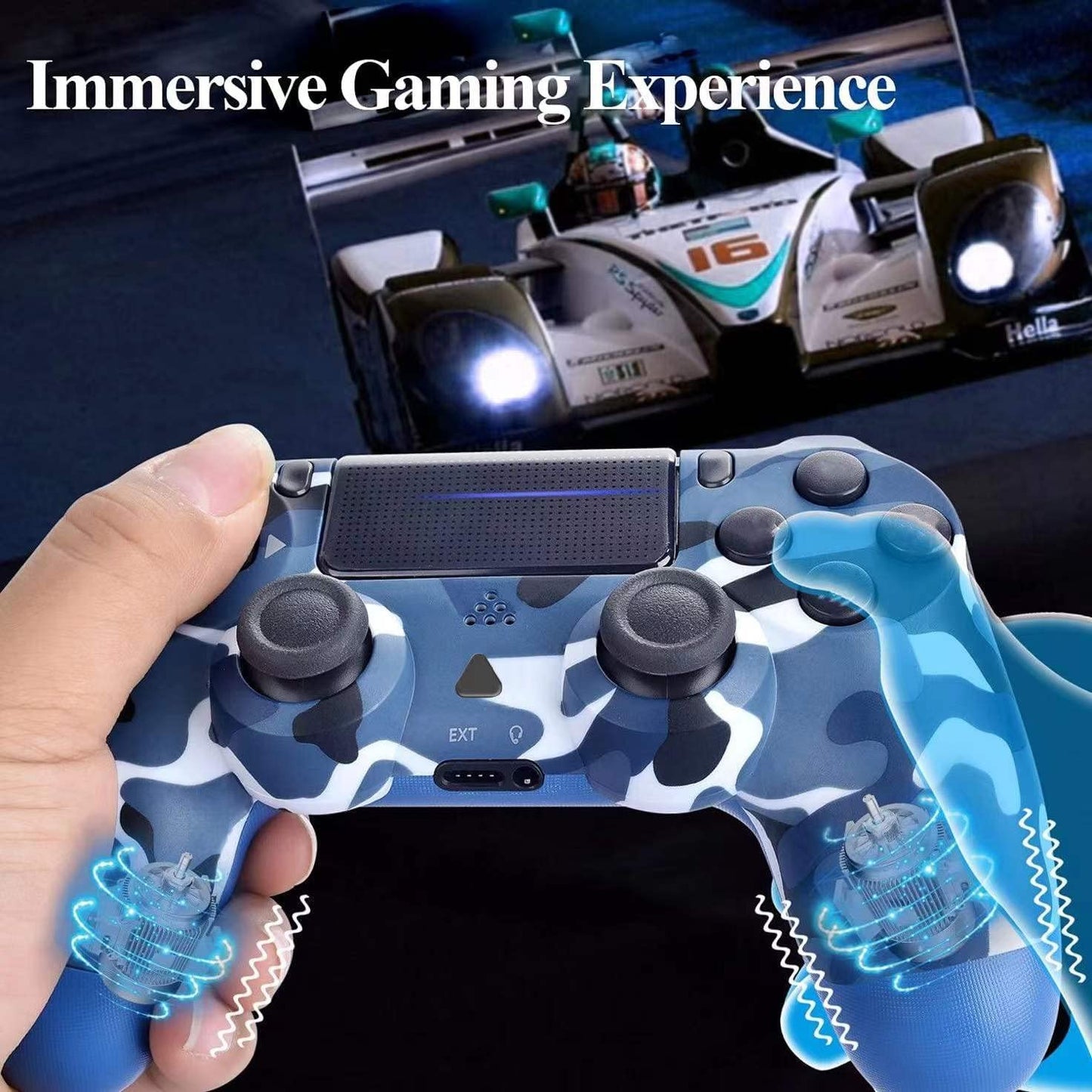 NETNEW Wireless Game Controller Compatible with PS4/Slim/Pro with Upgraded Joystick - Camo Blue
