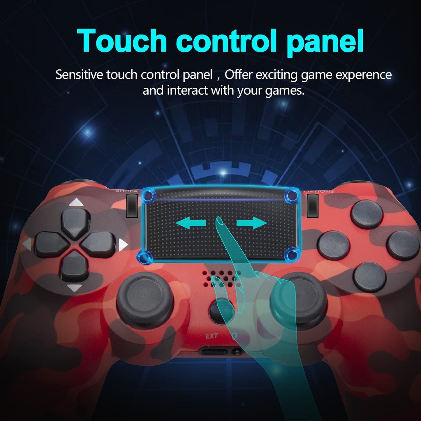 NETNEW Wireless Game Controller Compatible with PS4/Slim/Pro with Upgraded Joystick - Camo Red