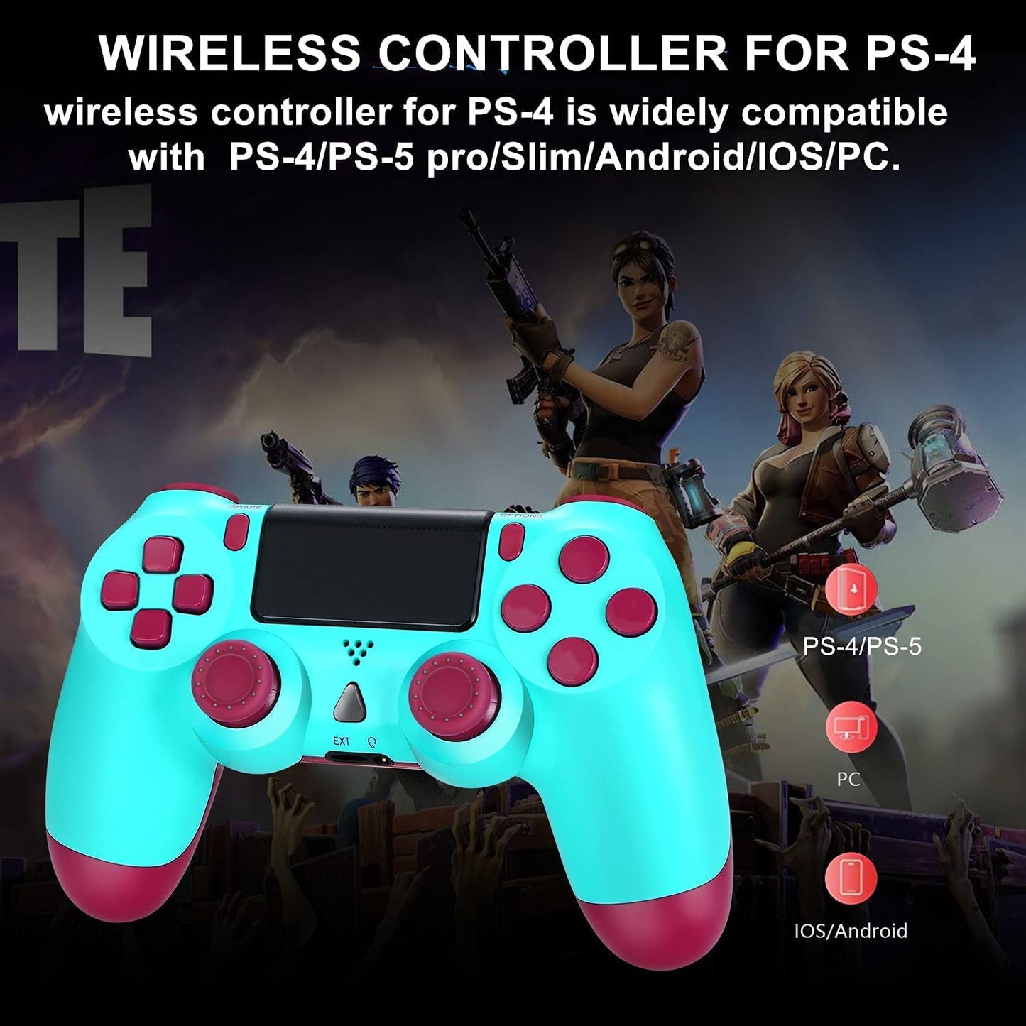 NETNEW Wireless Game Controller Compatible with PS4/Slim/Pro with Upgraded Joystick - Berry Blue