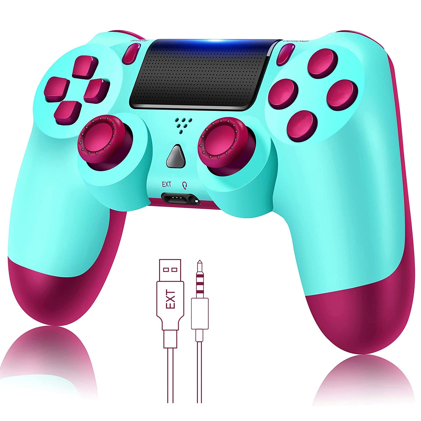 NETNEW Wireless Game Controller Compatible with PS4/Slim/Pro with Upgraded Joystick - Berry Blue