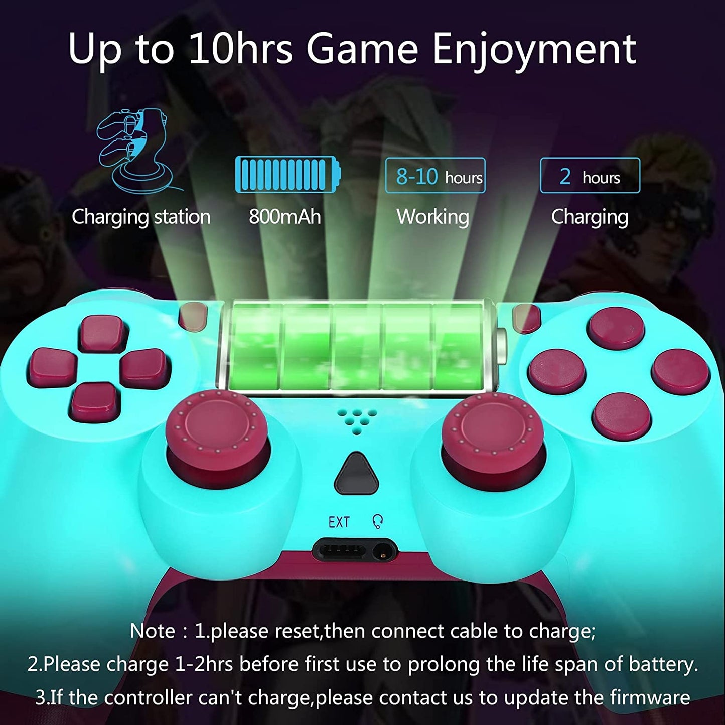 NETNEW Wireless Game Controller Compatible with PS4/Slim/Pro with Upgraded Joystick - Berry Blue