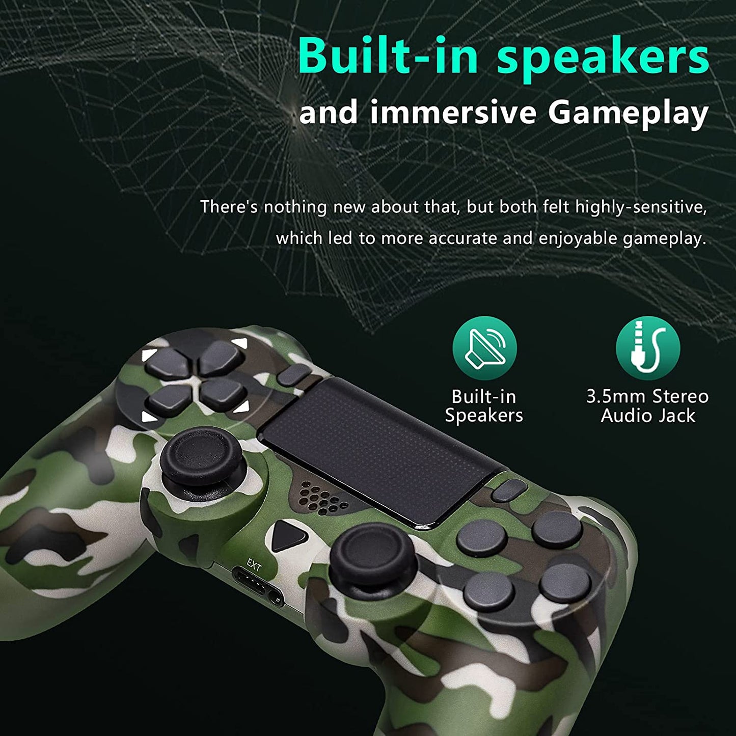NETNEW Wireless Game Controller Compatible with PS4/Slim/Pro with Upgraded Joystick - Camo Green