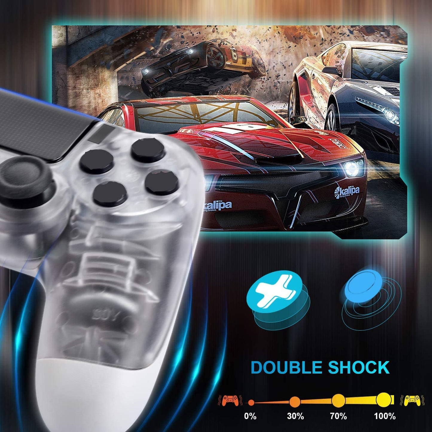 NETNEW Wireless Game Controller Compatible with PS4/Slim/Pro with Upgraded Joystick - Crystal White