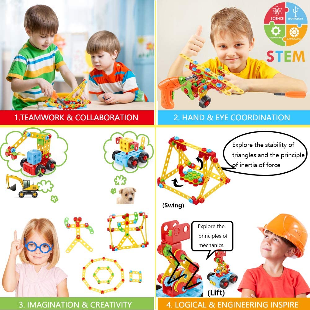 Building Toys, 404 Pieces STEM Toys Kit Creative Construction Engineering Learning Set for 5, 6, 7, 8+ Year Old Boys&Girls Best Toy Gift for Kids |Take-A-Part Building Blocks