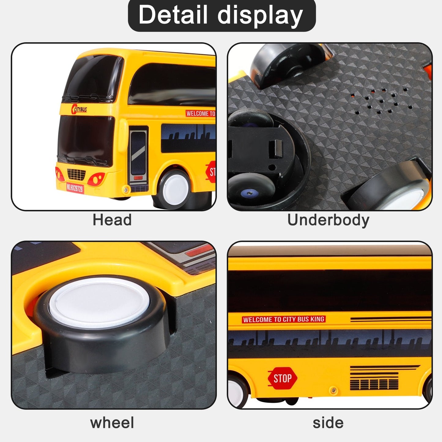 Model City Bus Toys for Kids Yellow Toy Vehicle Toddlers with Flashing LED Lights and Music Boys and Girls