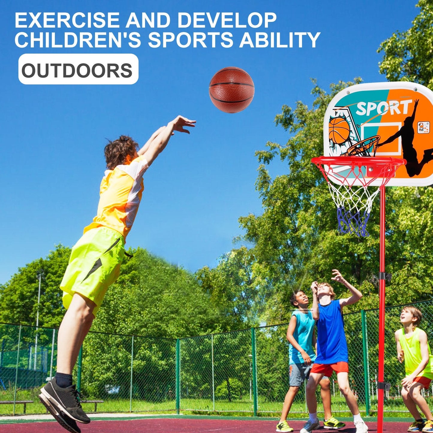 Kids Basketball Hoop Adjustable Height 2.5 ft-6.1 ft Toddler Toys Basketball Hoops Indoor Outdoor Play Mini Portable Basketball Goals Outside Toys Backyard Games for Boys Girls Age 3 4 5 6 7 8 Gifts
