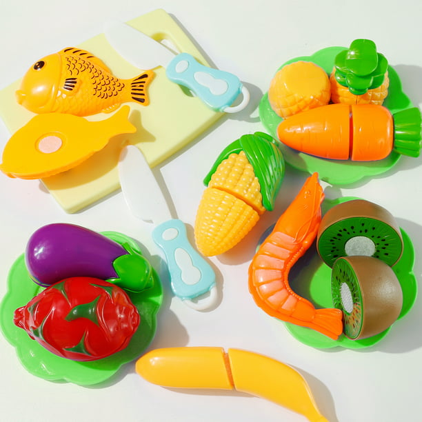 70 PCS Cutting Pretend Play Food Kitchen Toys for Girls 3-6 Years Kids Playset Accessories Fruit Vegetables Great Birthday Christmas Gifts