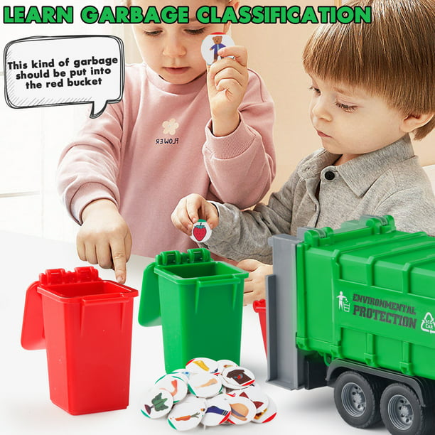 NETNEW Garbage Truck Toy for Boys 3-6 Years Friction-Powered Trash Truck with Lights & Sounds