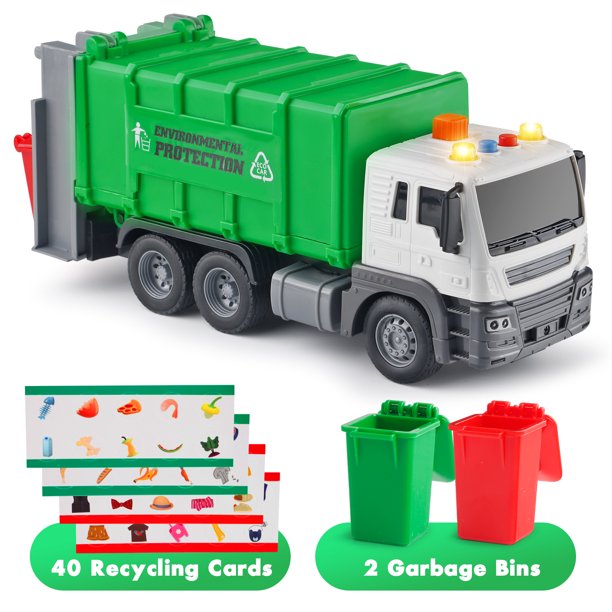 NETNEW Garbage Truck Toy for Boys 3-6 Years Friction-Powered Trash Truck with Lights & Sounds
