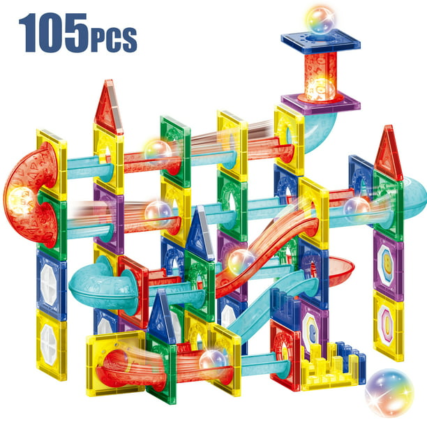 NETNEW Light Magnetic Tiles Building Blocks Toys for Kids 3-6 Years 105 PCS 3D Clear Educational STEM Building Toys