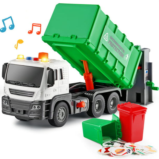 NETNEW Garbage Truck Toy for Boys 3-6 Years Friction-Powered Trash Truck with Lights & Sounds