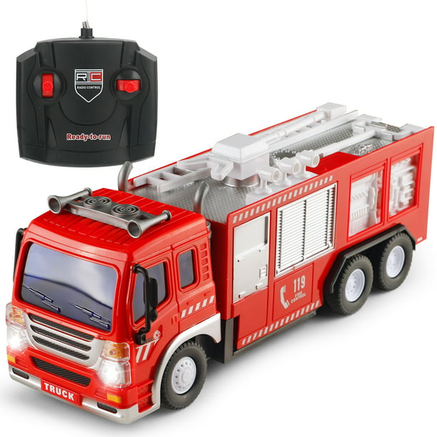 Remote Control Car Fire Truck RC Car Toys for Boys 3-6 Years with Lights and Siren Sounds Best Toddler Firetruck Toy Fire Engine