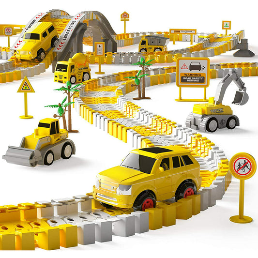 226pcs Construction Toys Race Tracks Toys for Boys 3-6 Years Kids Toys 6 PCS Construction Car and Flexible Track Playset