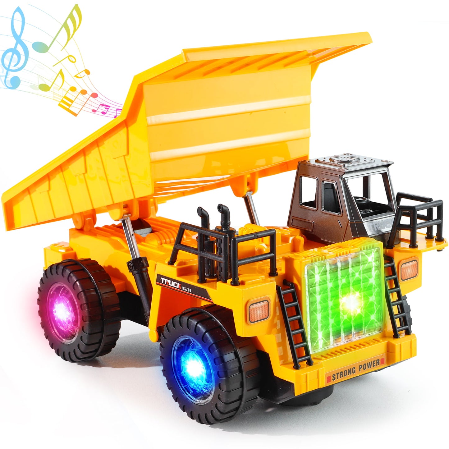 NETNEW Dump Truck Vehicle Toys for Boys 3-6 Years with Lights and Sounds Construction Tough Machines Battery Operated Automatic Bump & Go Car