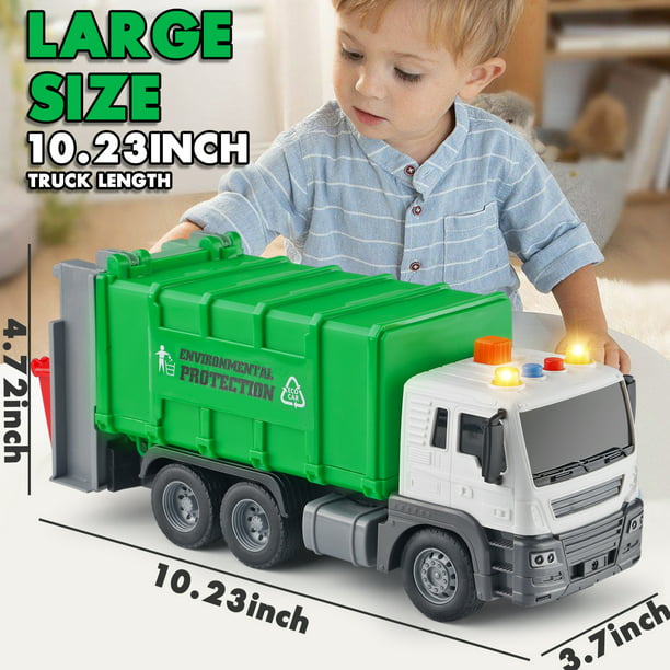 NETNEW Garbage Truck Toy for Boys 3-6 Years Friction-Powered Trash Truck with Lights & Sounds