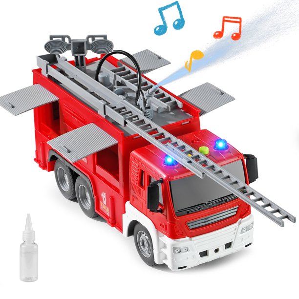 NETNEW Fire Truck Toy for Boys 3-6 Years Friction-Powered Fire Truck with Lights & Sounds