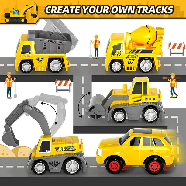 226pcs Construction Toys Race Tracks Toys for Boys 3-6 Years Kids Toys 6 PCS Construction Car and Flexible Track Playset