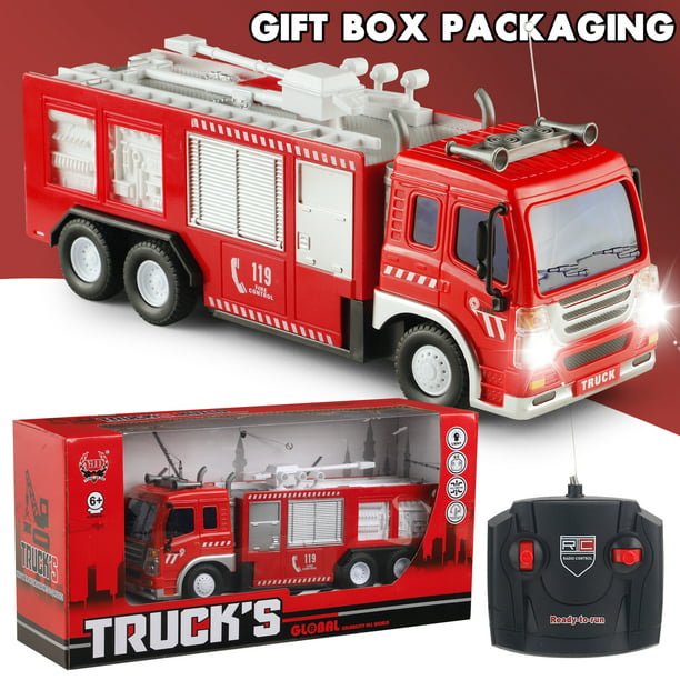 Remote Control Car Fire Truck RC Car Toys for Boys 3-6 Years with Lights and Siren Sounds Best Toddler Firetruck Toy Fire Engine