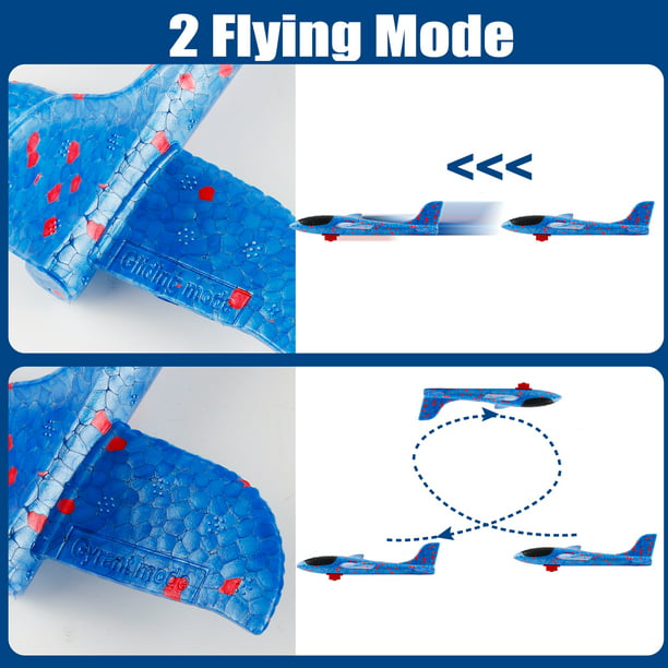 NETNEW 4 Pack Airplane Rocket Launcher Toys for Boys 3-6 Years 2 Flight Modes & 2 Rocket LED Foam Glider Catapult Planes Rocket