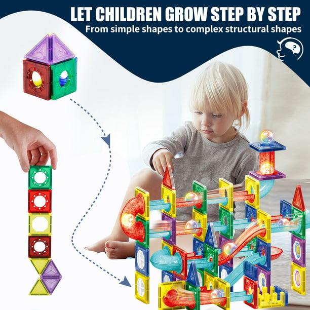 NETNEW Light Magnetic Tiles Building Blocks Toys for Kids 3-6 Years 105 PCS 3D Clear Educational STEM Building Toys