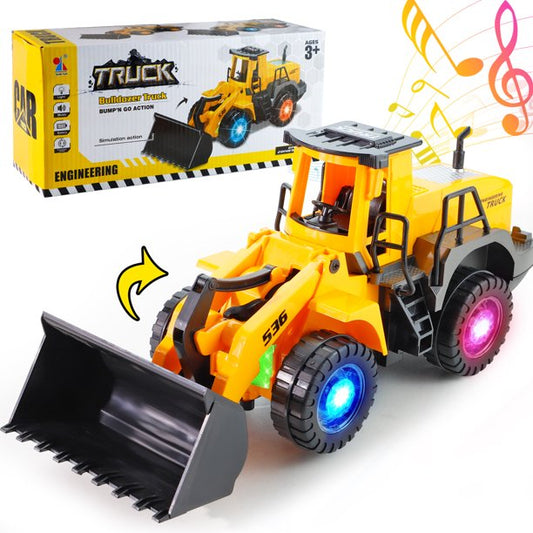 NETNEW Bulldozer Vehicle Toys for Boys 3-6 Years with Lights and Sounds - Battery Operated Automatic Bump & Go Car Construction Tough Machines