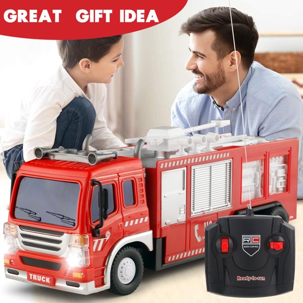Remote Control Car Fire Truck RC Car Toys for Boys 3-6 Years with Lights and Siren Sounds Best Toddler Firetruck Toy Fire Engine