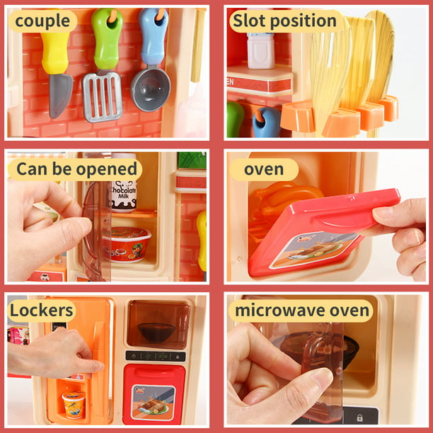NETNEW 89 PCS Kitchen Playset Kids Kitchen Toys for Girls 3-6 Years with Realistic Lights and Sounds,Pretend Food Steam Play Food Accessories