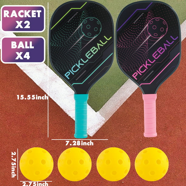 NETNEW Pickleball Paddle Lightweight Pickleball Paddles Set of 2 Pickleball Rackets Set with 4 Balls