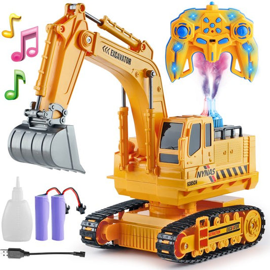 NETNEW Remote Control Excavator Toys for Boys 3-6-12 Years Old RC Excavators with Lights Sounds 11 Channel Control RC Truck Construction Tractor Vehicle Toys