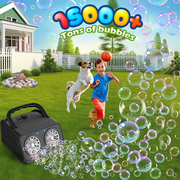 Bubble Machine Automatic Bubble Blower for Kids & Toddlers, Bubble Maker Plug-in or Batteries Bubble Toys for Outdoor Birthday Party